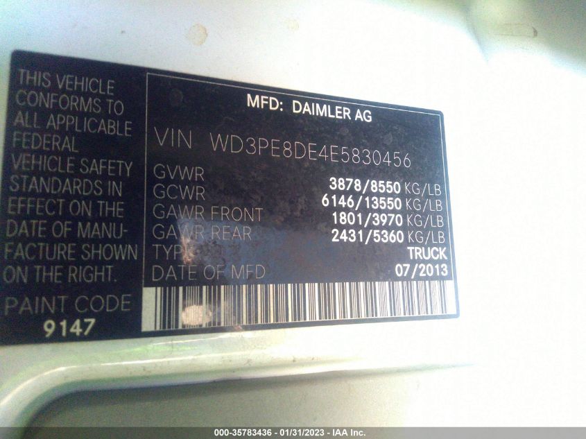 2014 MERCEDES-BENZ SPRINTER CARGO VANS - WD3PE8DE4E5830456