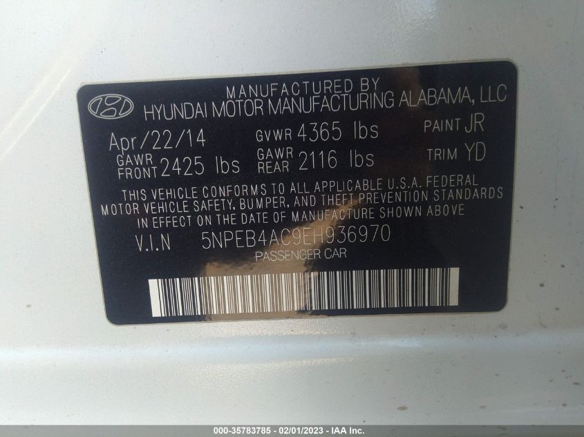 2014 HYUNDAI SONATA GLS - 5NPEB4AC9EH936970