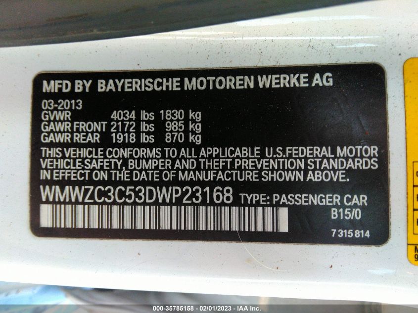 2013 MINI COOPER COUNTRYMAN S WMWZC3C53DWP23168