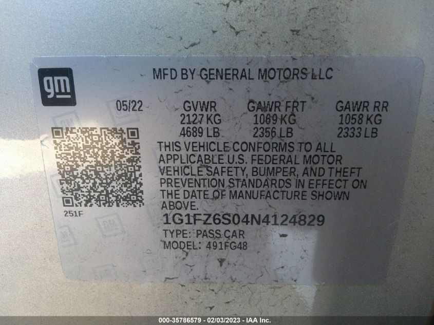 2022 CHEVROLET BOLT EUV PREMIER 1G1FZ6S04N4124829