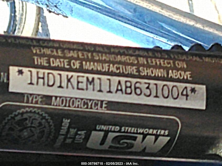 2010 HARLEY-DAVIDSON FLHTK 1HD1KEM11AB631004