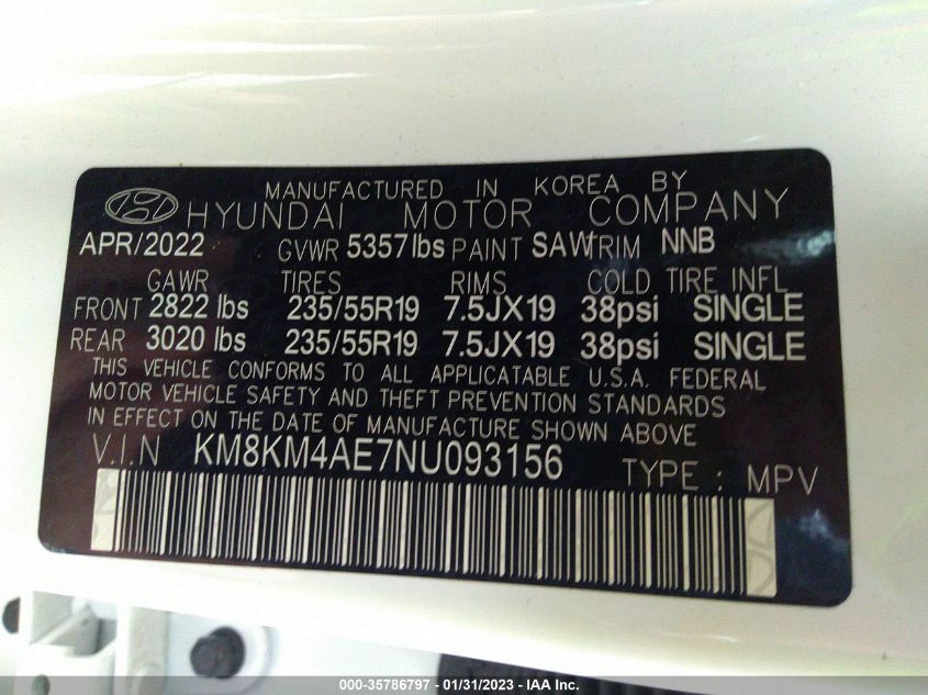 2022 HYUNDAI IONIQ 5 SE KM8KM4AE7NU093156
