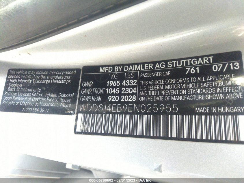 2014 MERCEDES-BENZ CLA-CLASS CLA 250 - WDDSJ4EB9EN025955