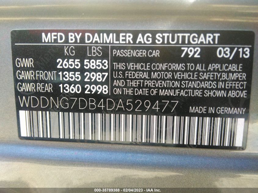 2013 MERCEDES-BENZ S-CLASS S 550 - WDDNG7DB4DA529477