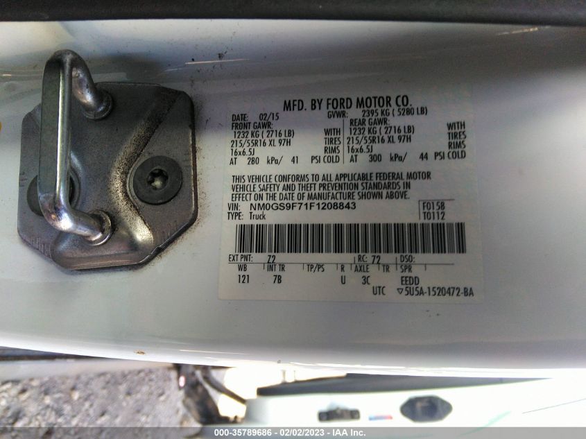 2015 FORD TRANSIT CONNECT WAGON XLT NM0GS9F71F1208843
