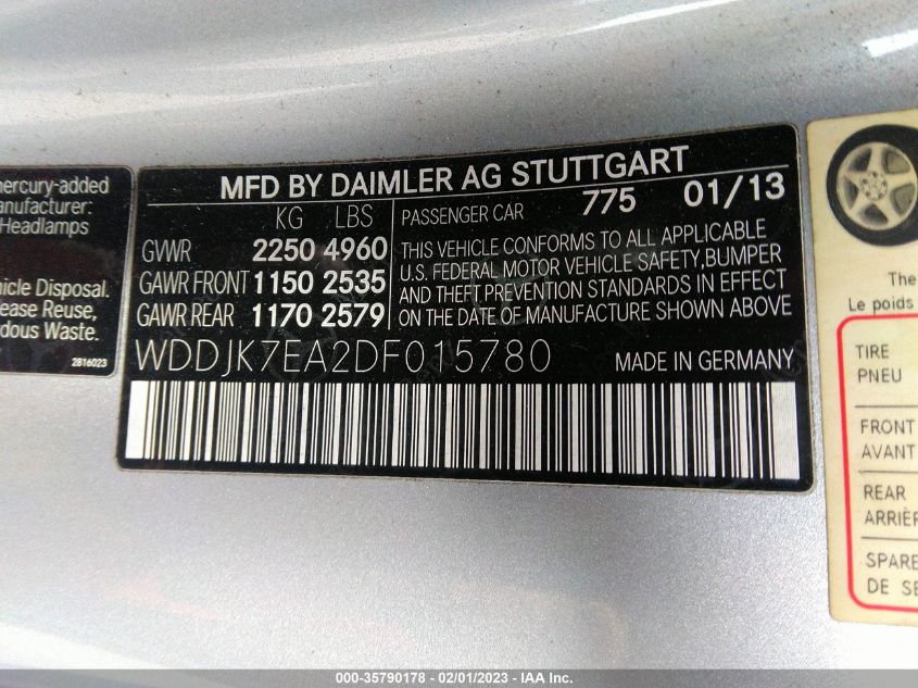 2013 MERCEDES-BENZ SL-CLASS SL 63 AMG WDDJK7EA2DF015780