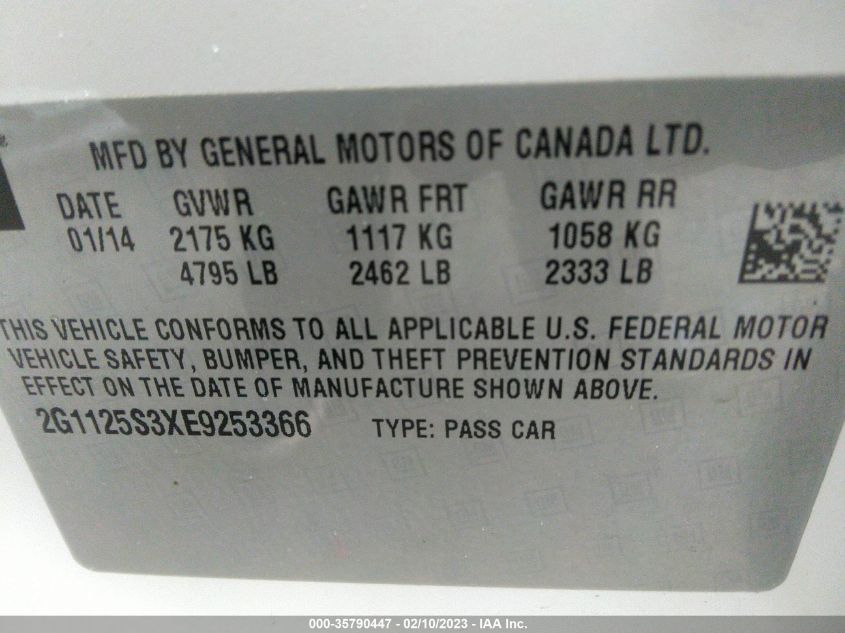 2014 CHEVROLET IMPALA LT - 2G1125S3XE9253366