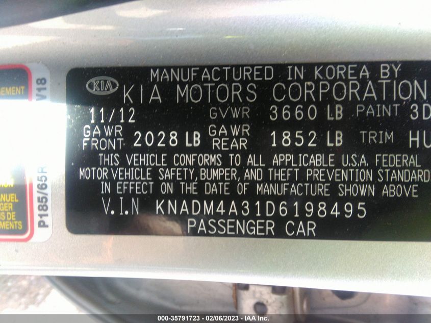 2013 KIA RIO LX - KNADM4A31D6198495
