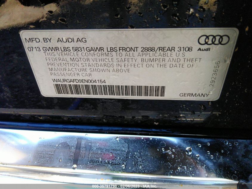 2014 AUDI A8 L 3.0T WAURGAFD9EN004154