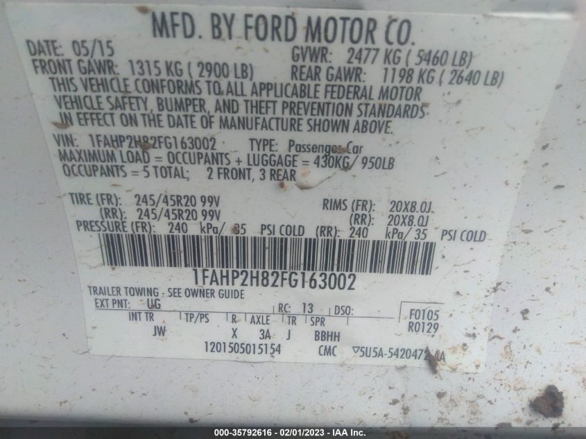2015 FORD TAURUS SEL - 1FAHP2H82FG163002