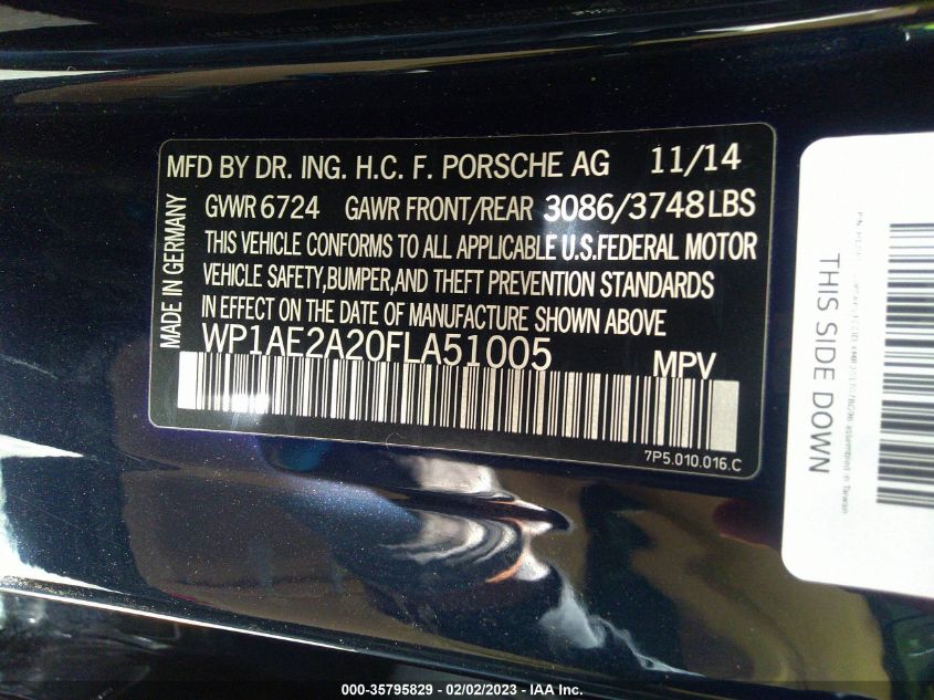 2015 PORSCHE CAYENNE S E-HYBRID WP1AE2A20FLA51005
