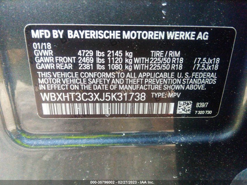 2018 BMW X1 XDRIVE28I - WBXHT3C3XJ5K31738