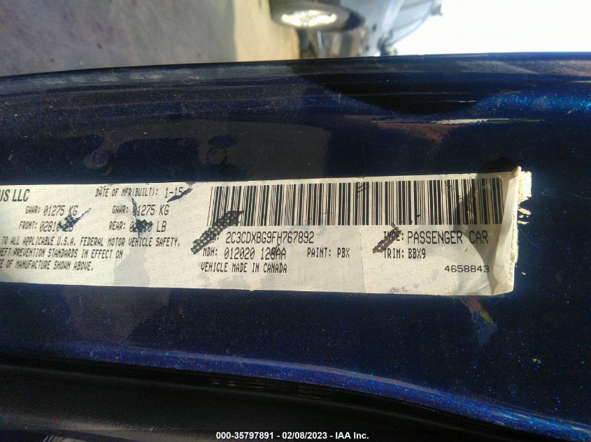 2015 DODGE CHARGER SE - 2C3CDXBG9FH767892