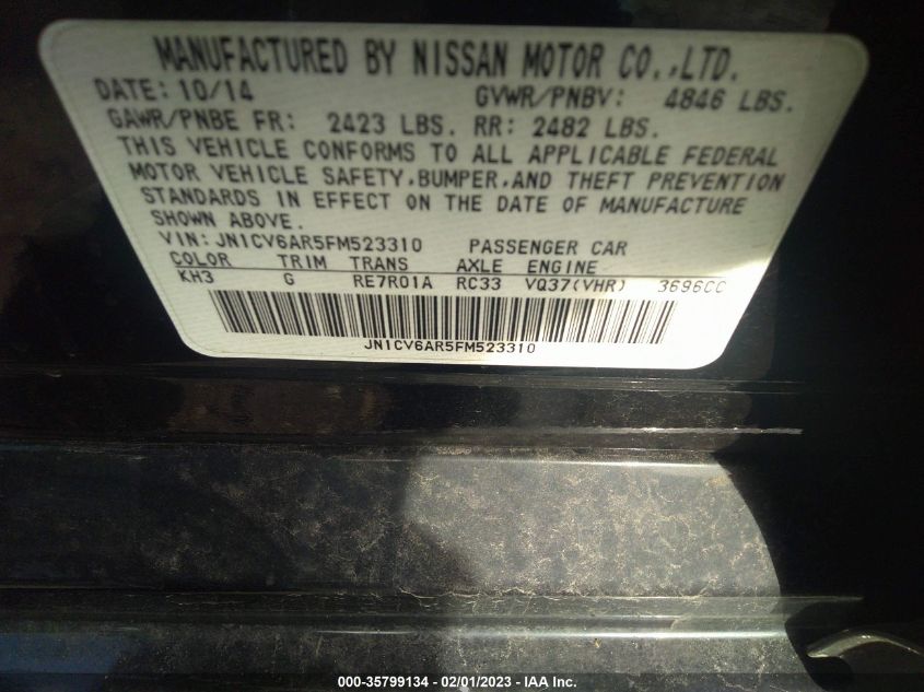 2015 INFINITI Q40 JN1CV6AR5FM523310