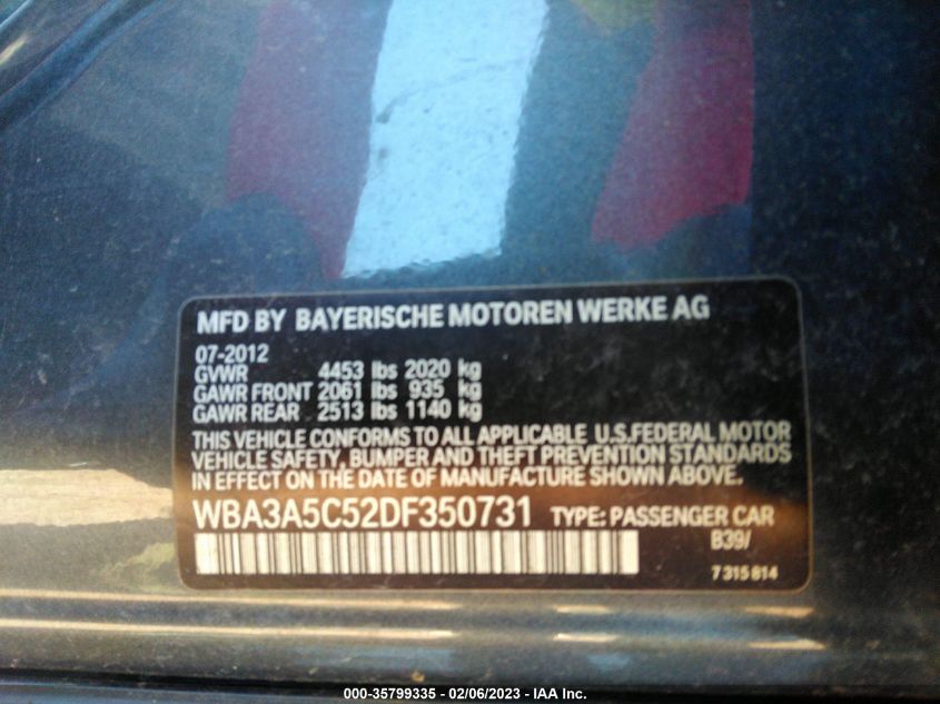 2013 BMW 328I - WBA3A5C52DF350731