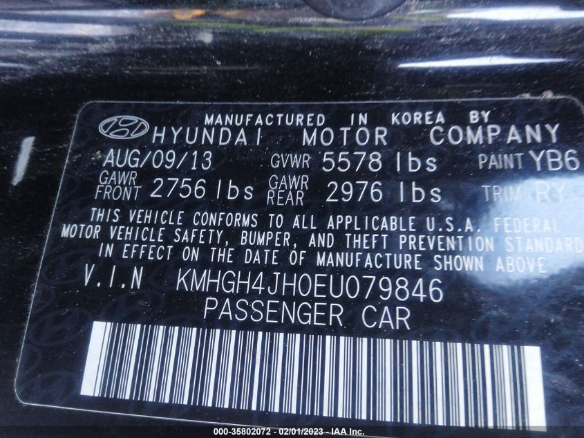 2014 HYUNDAI EQUUS SIGNATURE KMHGH4JH0EU079846
