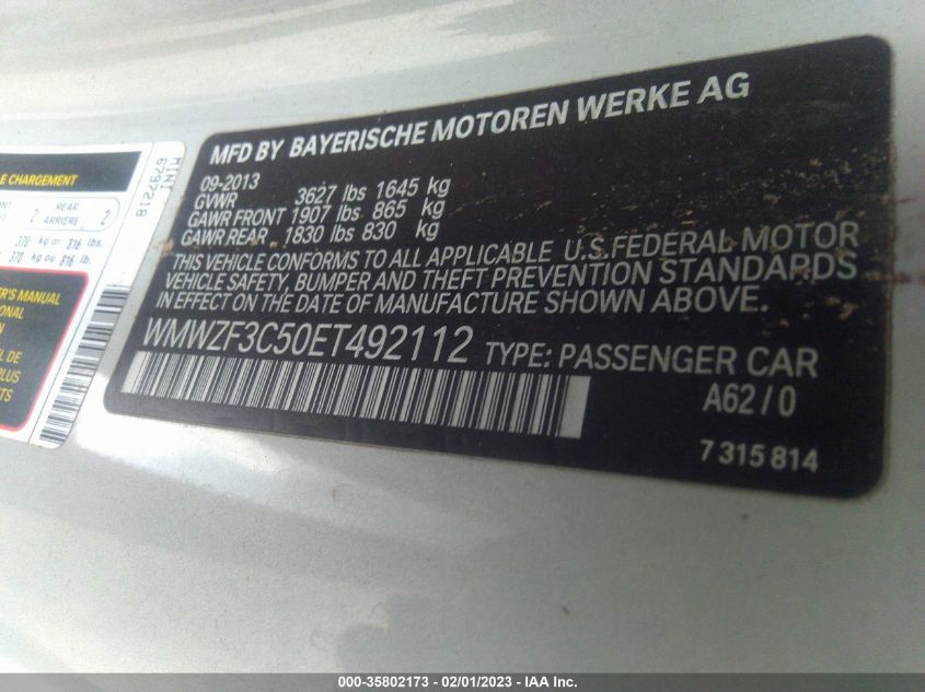 2014 MINI COOPER CLUBMAN WMWZF3C50ET492112