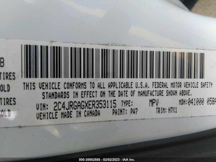 2014 RAM CARGO VAN TRADESMAN 2C4JRGAGXER353115