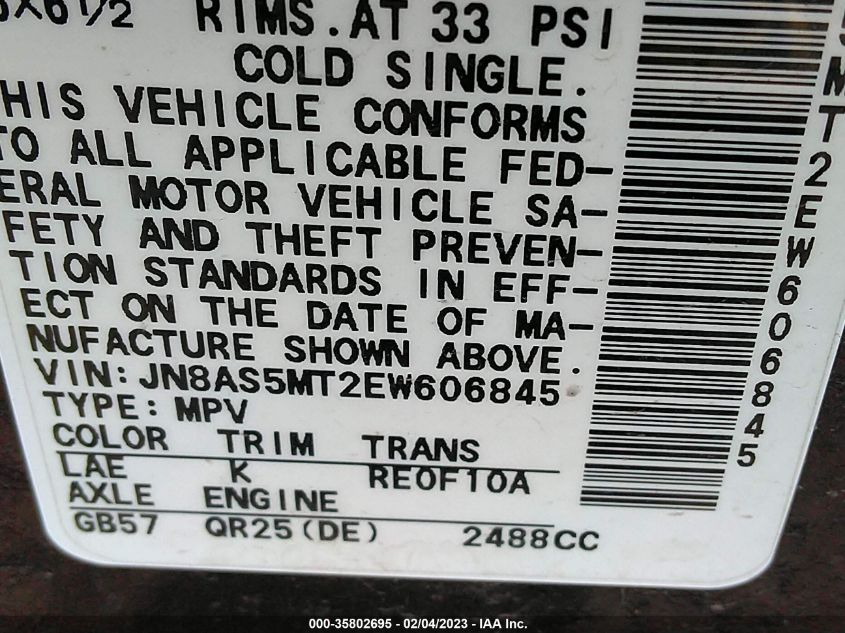 2014 NISSAN ROGUE SELECT S - JN8AS5MT2EW606845