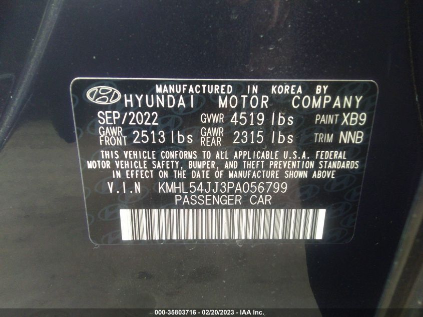 2023 HYUNDAI SONATA HYBRID LIMITED - KMHL54JJ3PA056799