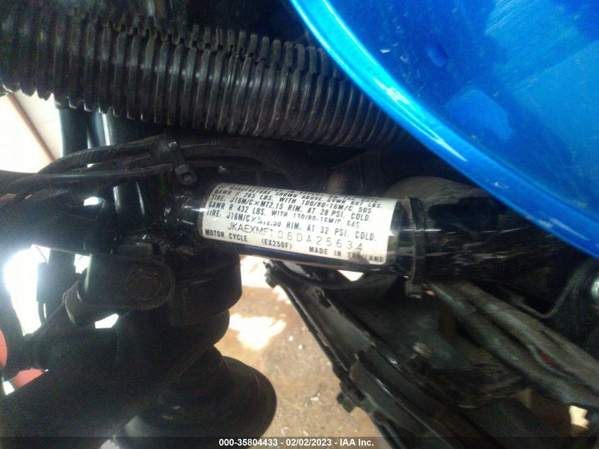 2006 KAWASAKI EX250 F JKAEXMF106DA25634