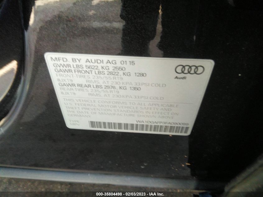 2015 AUDI Q5 PREMIUM PLUS - WA1DGAFP3FA090099