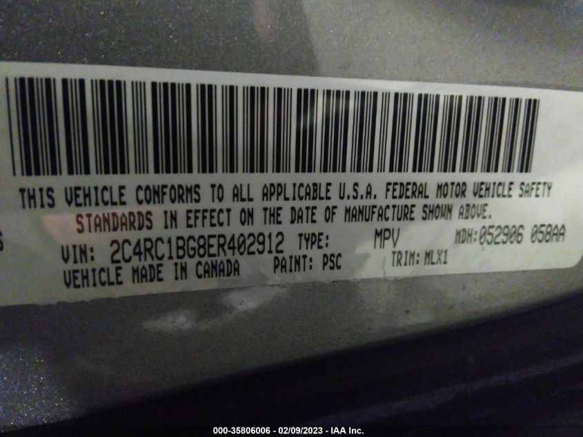 2014 CHRYSLER TOWN & COUNTRY TOURING 2C4RC1BG8ER402912