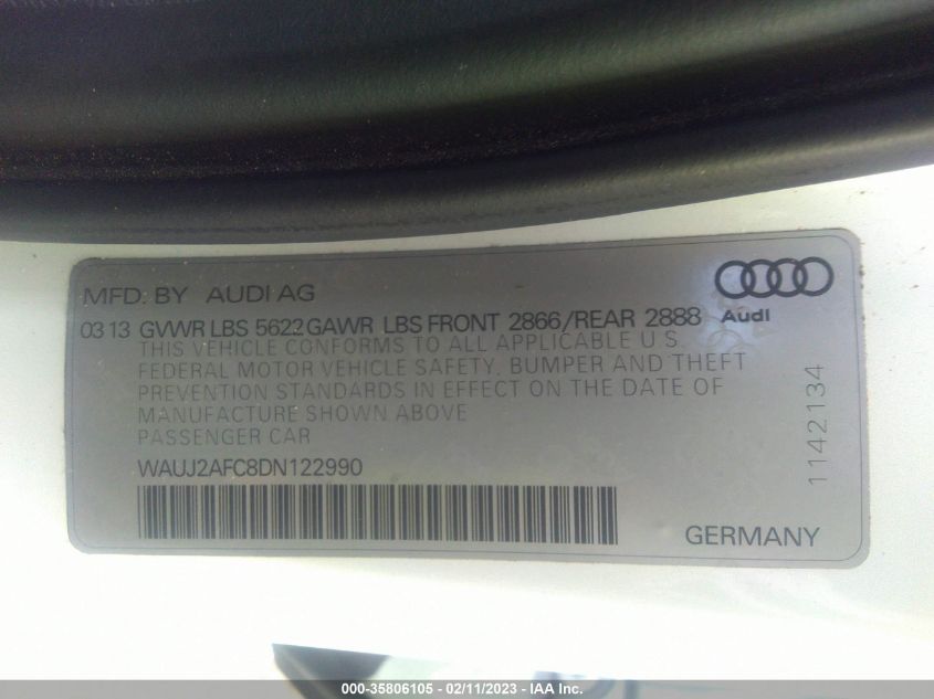 2013 AUDI S6 PRESTIGE - WAUJ2AFC8DN122990