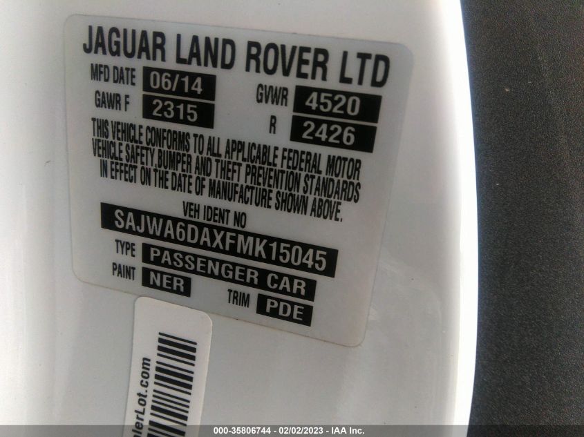 2015 JAGUAR F-TYPE V8 R - SAJWA6DAXFMK15045