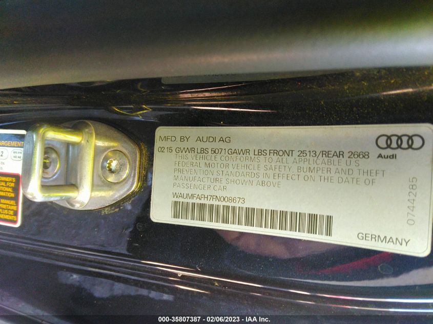 2015 AUDI A5 PREMIUM PLUS WAUMFAFH7FN008673