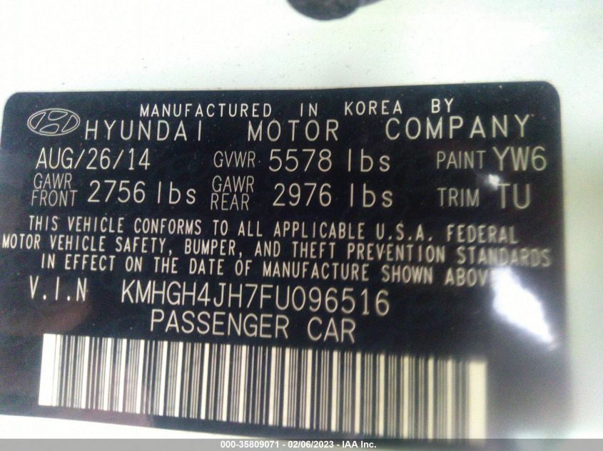 2015 HYUNDAI EQUUS ULTIMATE KMHGH4JH7FU096516
