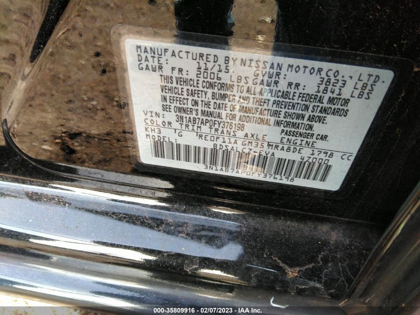 2015 NISSAN SENTRA S - 3N1AB7AP0FY376198