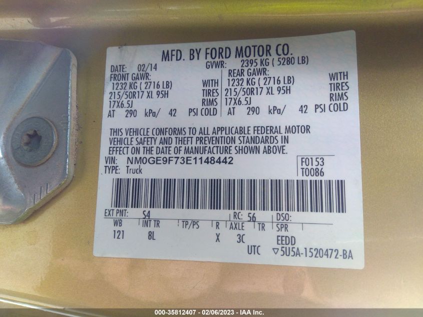 2014 FORD TRANSIT CONNECT WAGON XLT NM0GE9F73E1148442