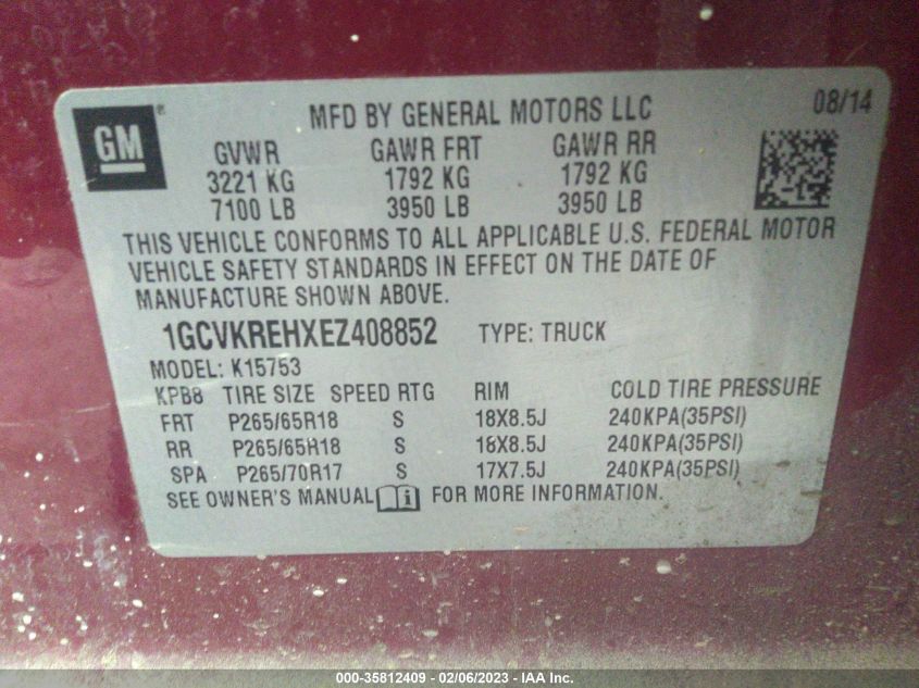 2014 CHEVROLET SILVERADO 1500 LT - 1GCVKREHXEZ408852