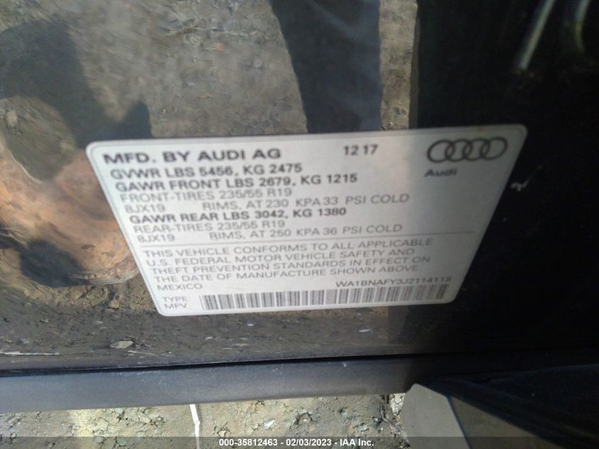 WA1BNAFY3J2114118 2018 AUDI Q5, photo no. 9