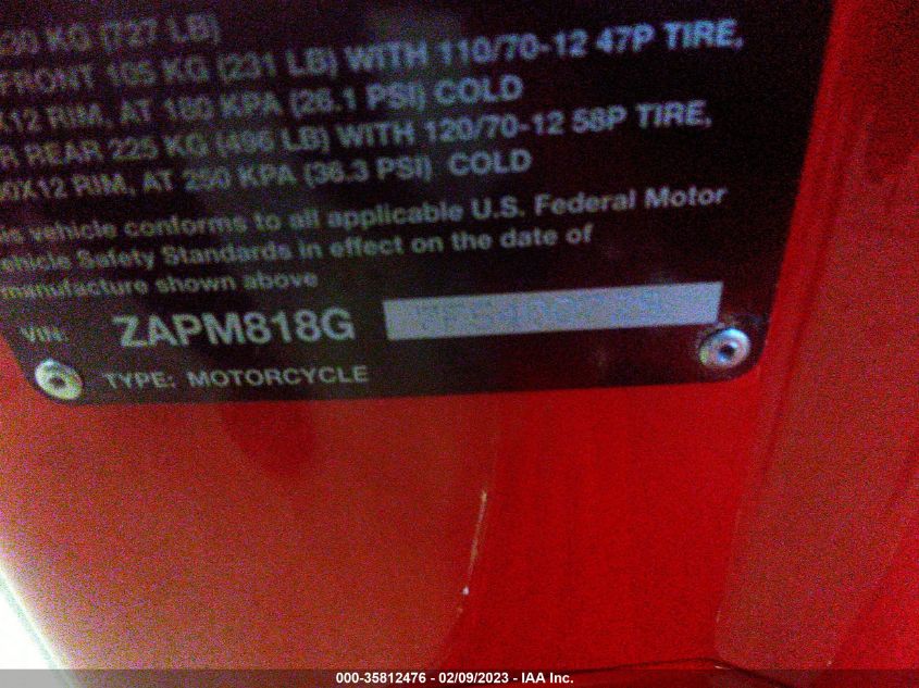 2015 VESPA SPRINT 150 3V ZAPM818G7F5400729