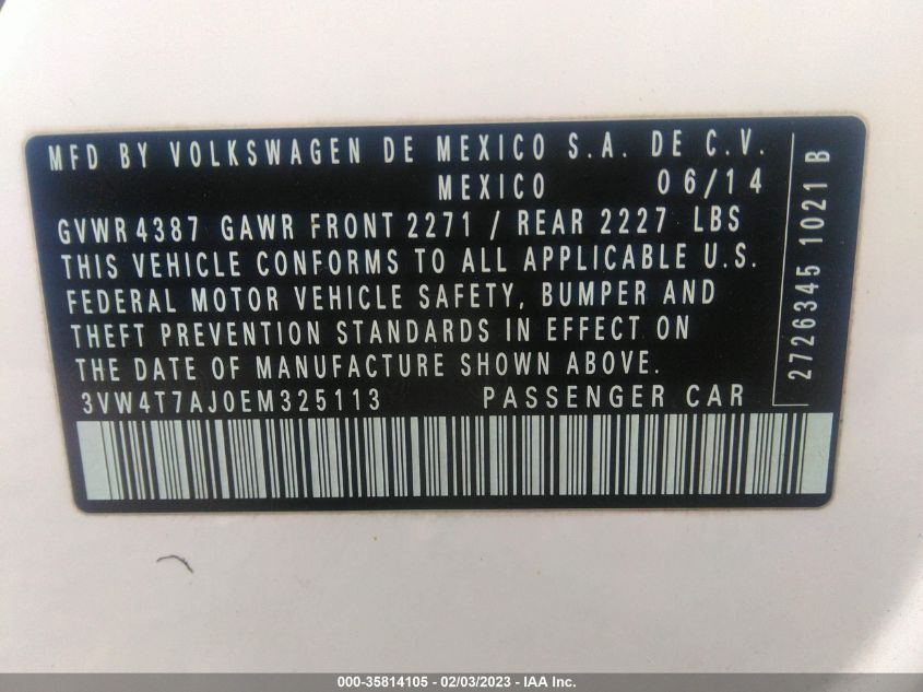 2014 VOLKSWAGEN JETTA SEDAN GLI EDITION 30 3VW4T7AJ0EM325113