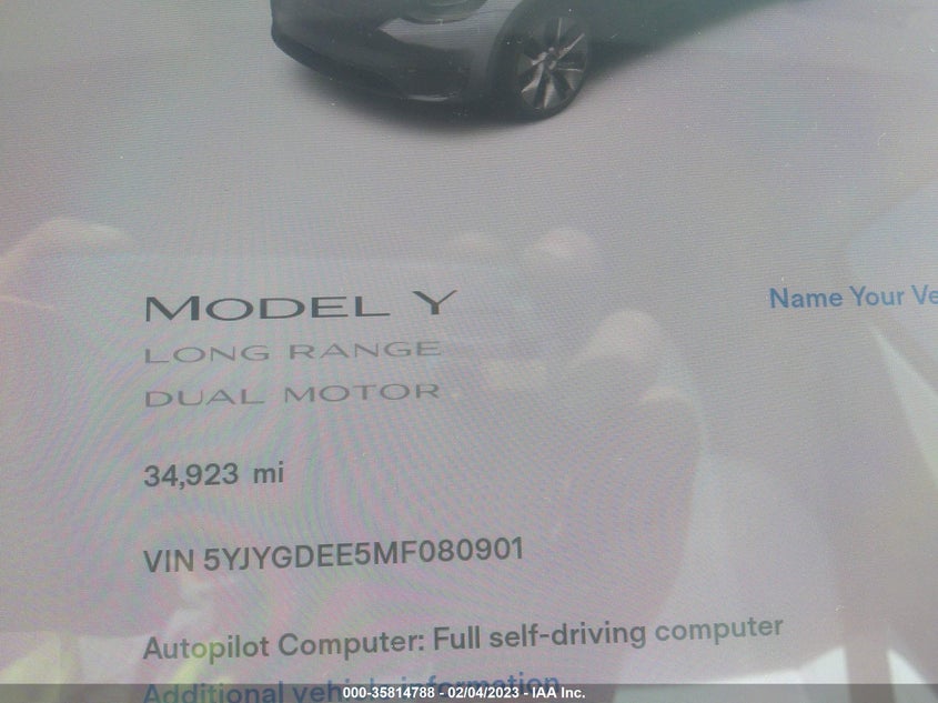 VIN 5YJYGDEE5MF080901 2021 TESLA MODEL Y LONG RANGE