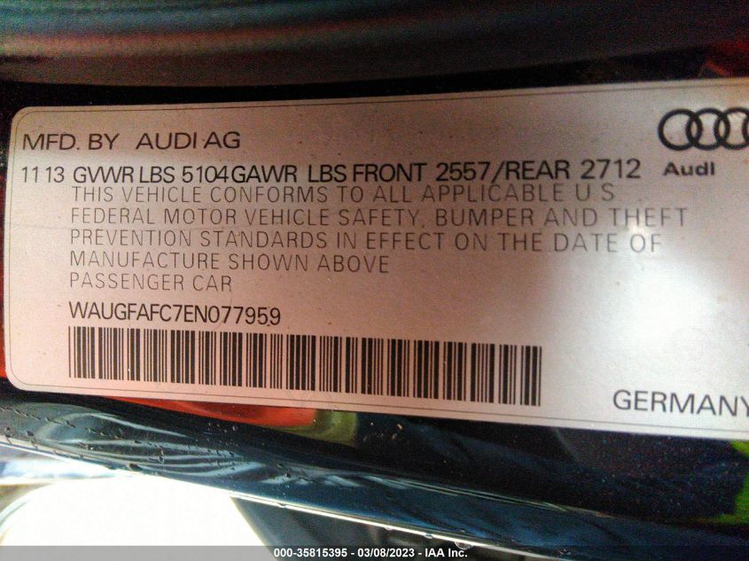 2014 AUDI A6 2.0T PREMIUM PLUS - WAUGFAFC7EN077959