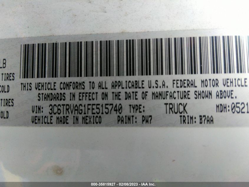 2015 RAM PROMASTER 3C6TRVAG1FE515740