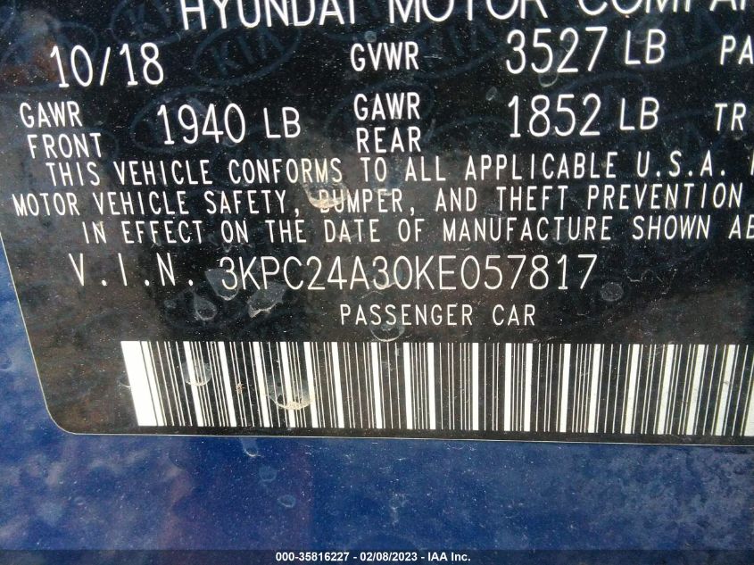 2019 HYUNDAI ACCENT SE - 3KPC24A30KE057817