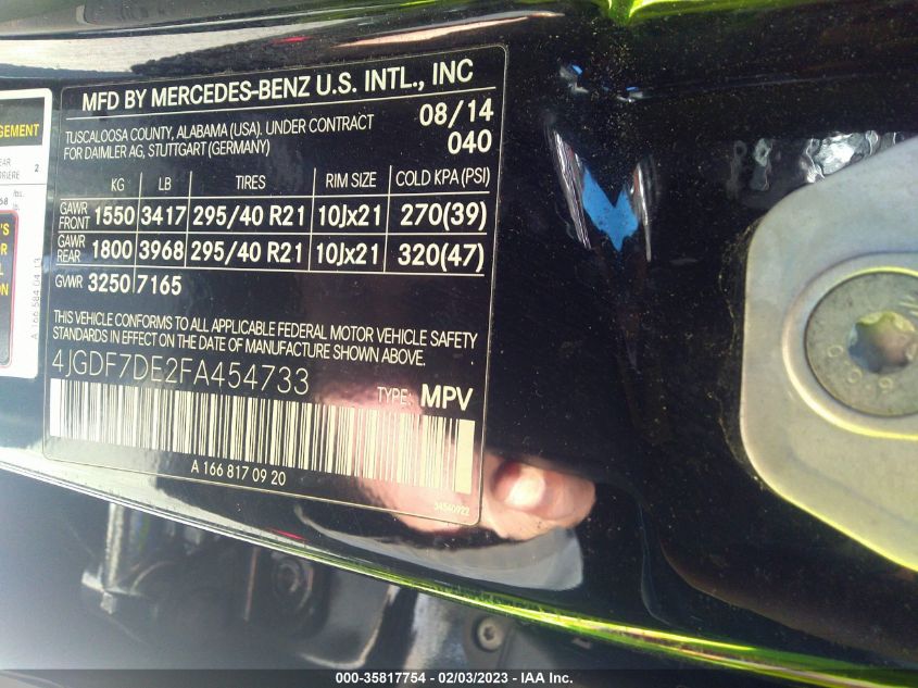 2015 MERCEDES-BENZ GL-CLASS GL 550 4JGDF7DE2FA454733