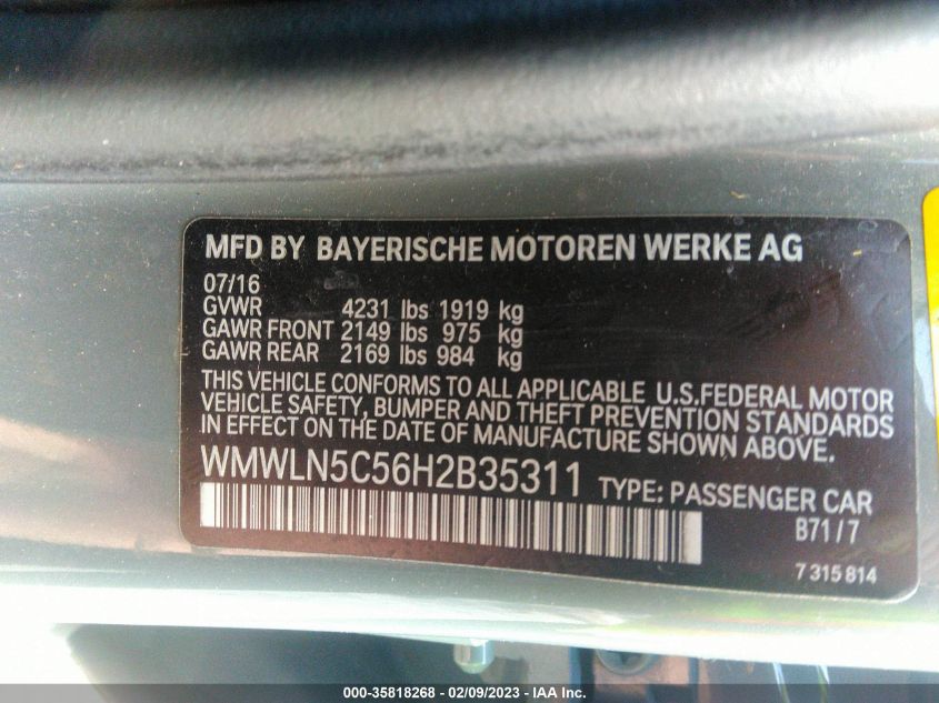 2017 MINI CLUBMAN COOPER - WMWLN5C56H2B35311