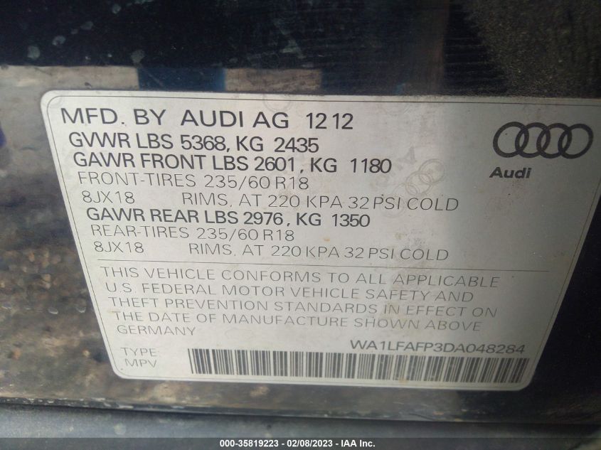 2013 AUDI Q5 PREMIUM PLUS - WA1LFAFP3DA048284