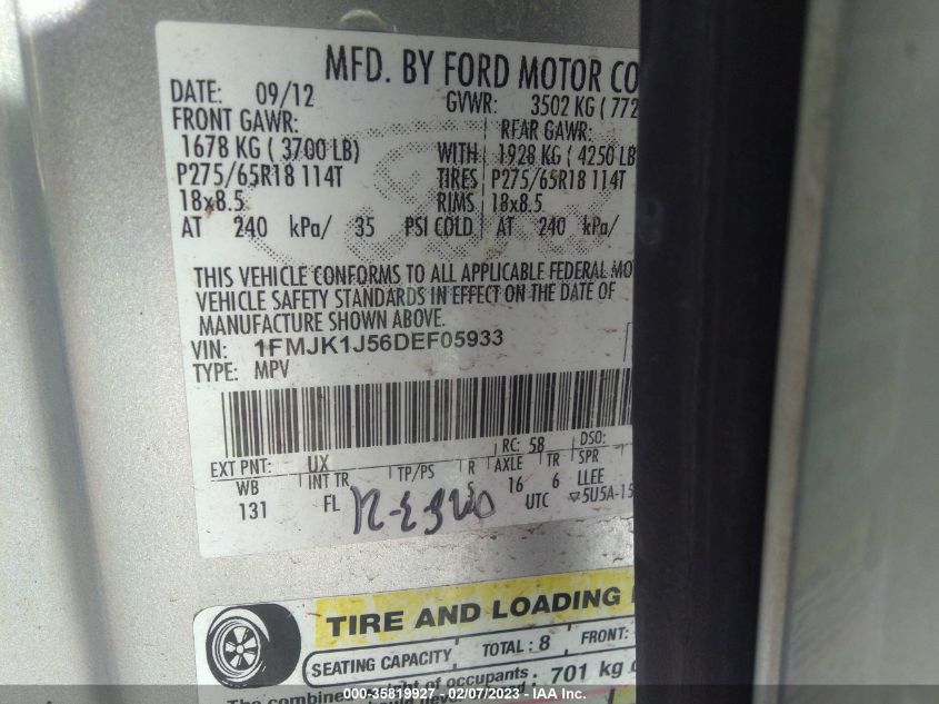 2013 FORD EXPEDITION EL XLT/KING RANCH - 1FMJK1J56DEF05933