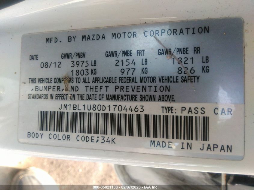 2013 MAZDA MAZDA3 I SPORT - JM1BL1U80D1704463