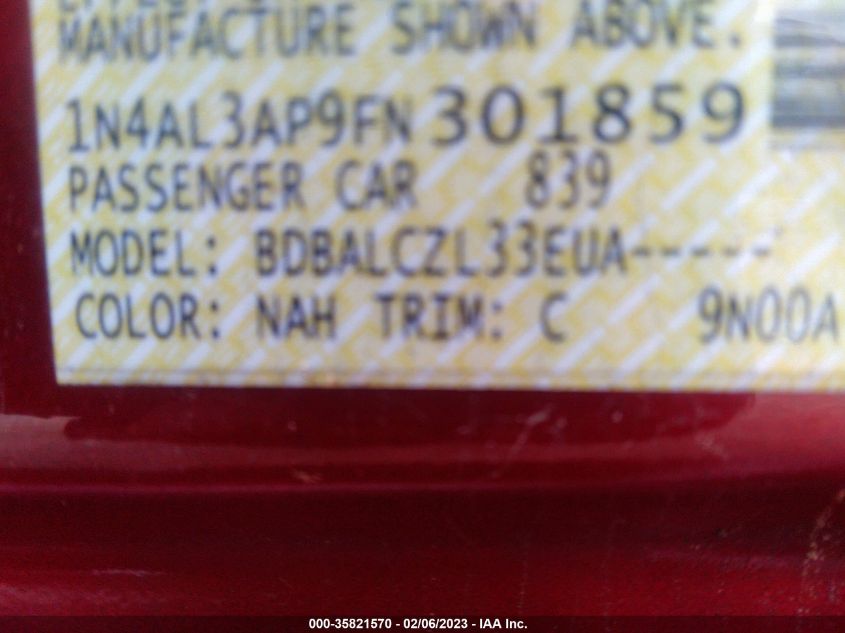 2015 NISSAN ALTIMA 2.5 - 1N4AL3AP9FN301859