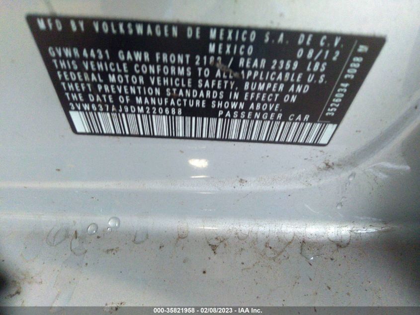 2013 VOLKSWAGEN JETTA SEDAN HYBRID SEL 3VW637AJ9DM220688