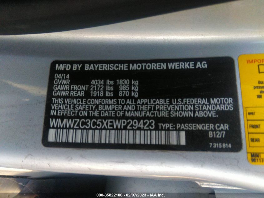 2014 MINI COOPER COUNTRYMAN S WMWZC3C5XEWP29423