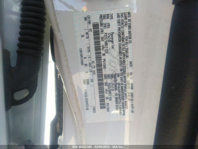 2013 FORD FOCUS ELECTRIC - 1FADP3R47DL139881